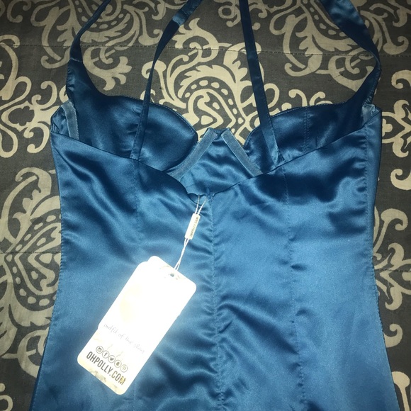 Oh Polly Satin Blue Dress - Picture 7 of 8